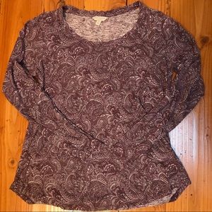 Lucky Brand  Top Paisley Long Sleeve Tee size Medium